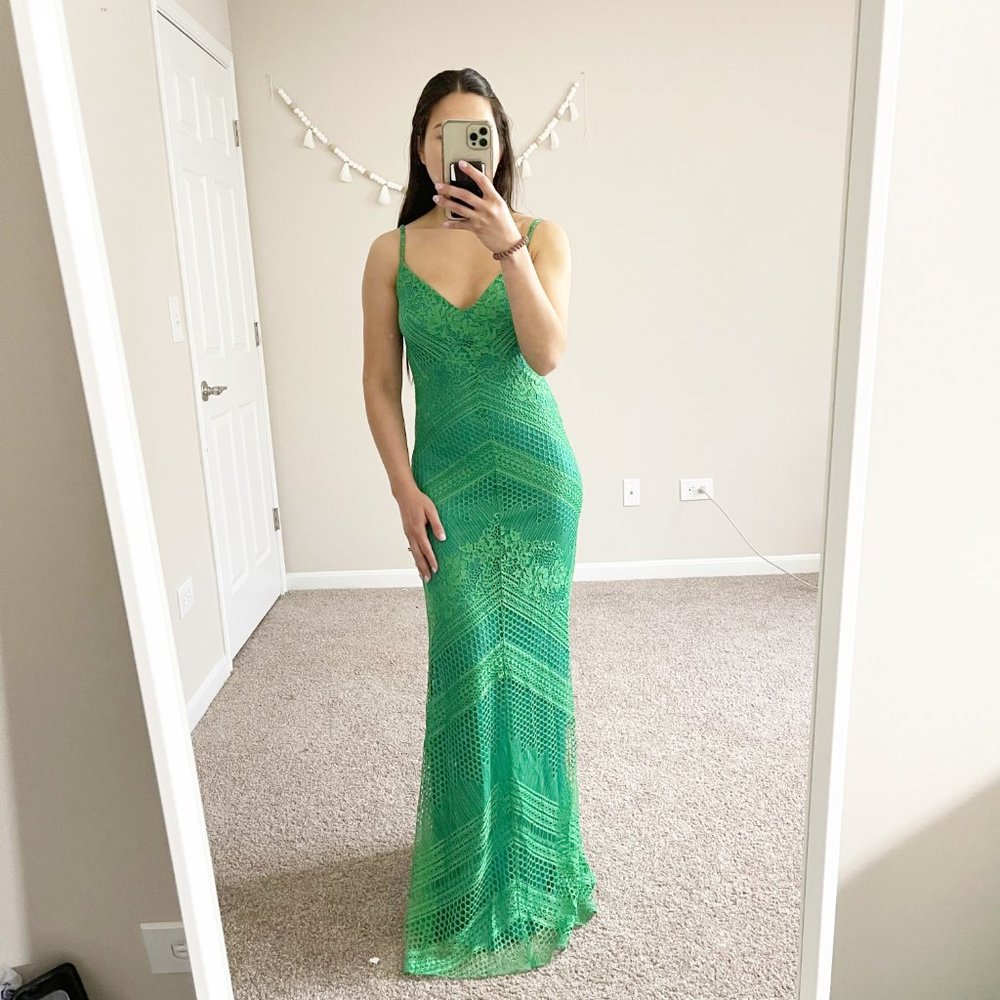 NEW SHO TADASHI SHOJI Corded Lace A-Line Gown